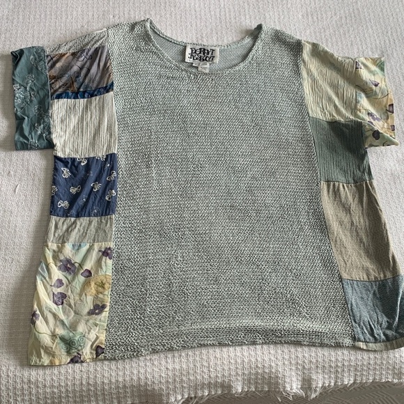 Vintage Donna Jessica art to wear silk blend patchwork tunic top size XL - Picture 3 of 13